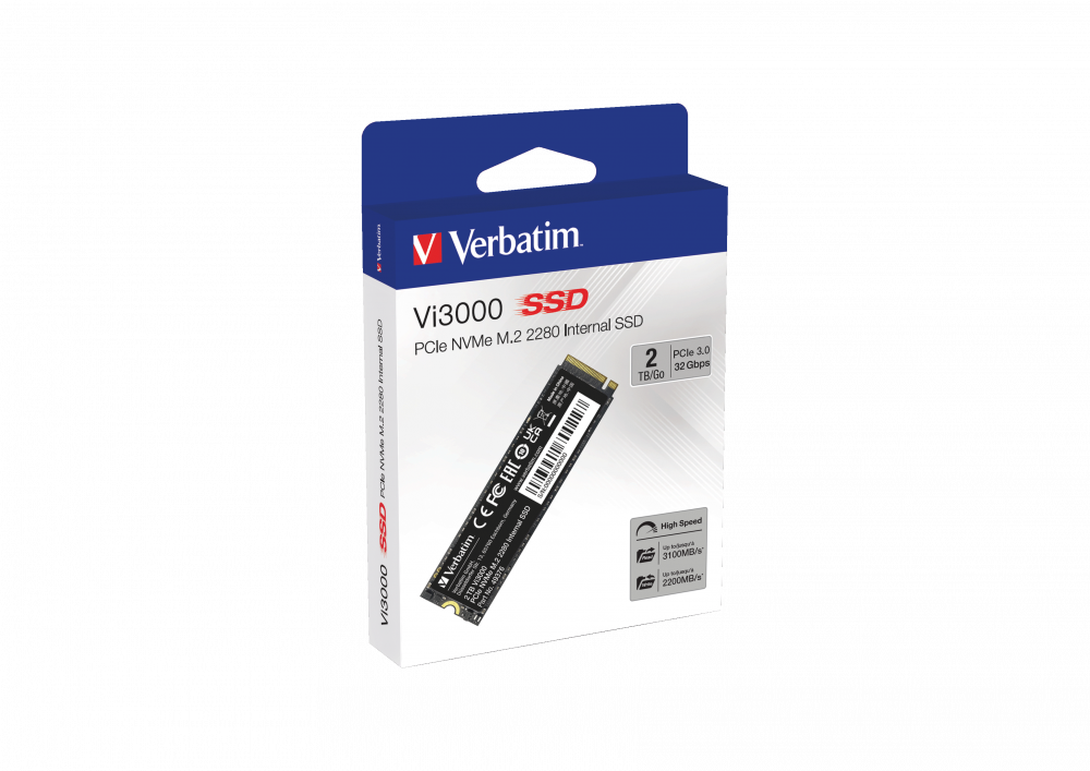 M.2 NVMe SSD 1To Verbatim VI3000 vitesse d'écriture/ de lecture jusqu'à 3100mo/s