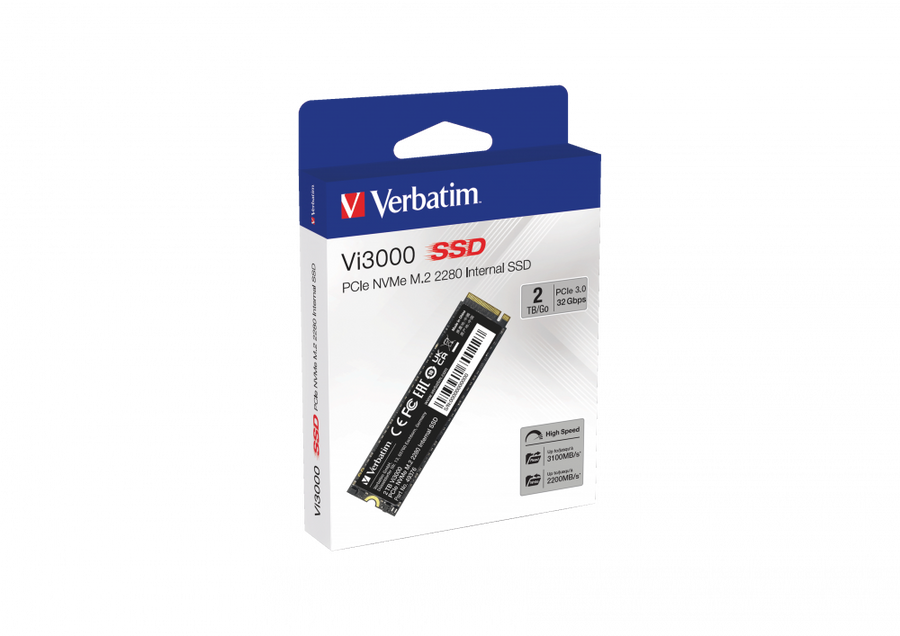 M.2 NVMe SSD 1To Verbatim VI3000 vitesse d'écriture/ de lecture jusqu'à 3100mo/s